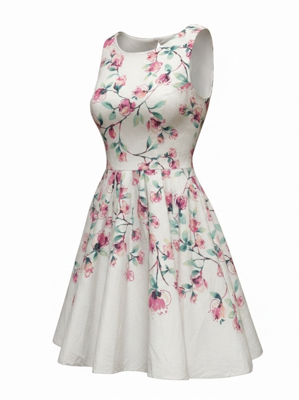 LC Lauren Conrad White Floral Fit-and-Flare Mini Dress